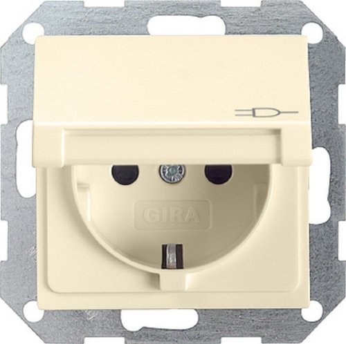 Розетка с заземлением без рамки Gira System55 1-м. крышка 16А кремовый глянец картинка